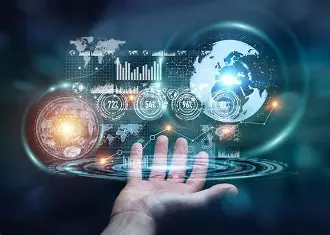 Digital technology illustration showing global connectivity