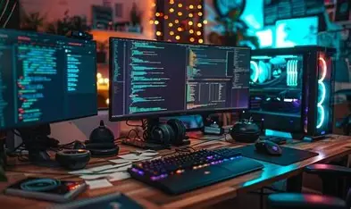 Programming setup with multiple monitors