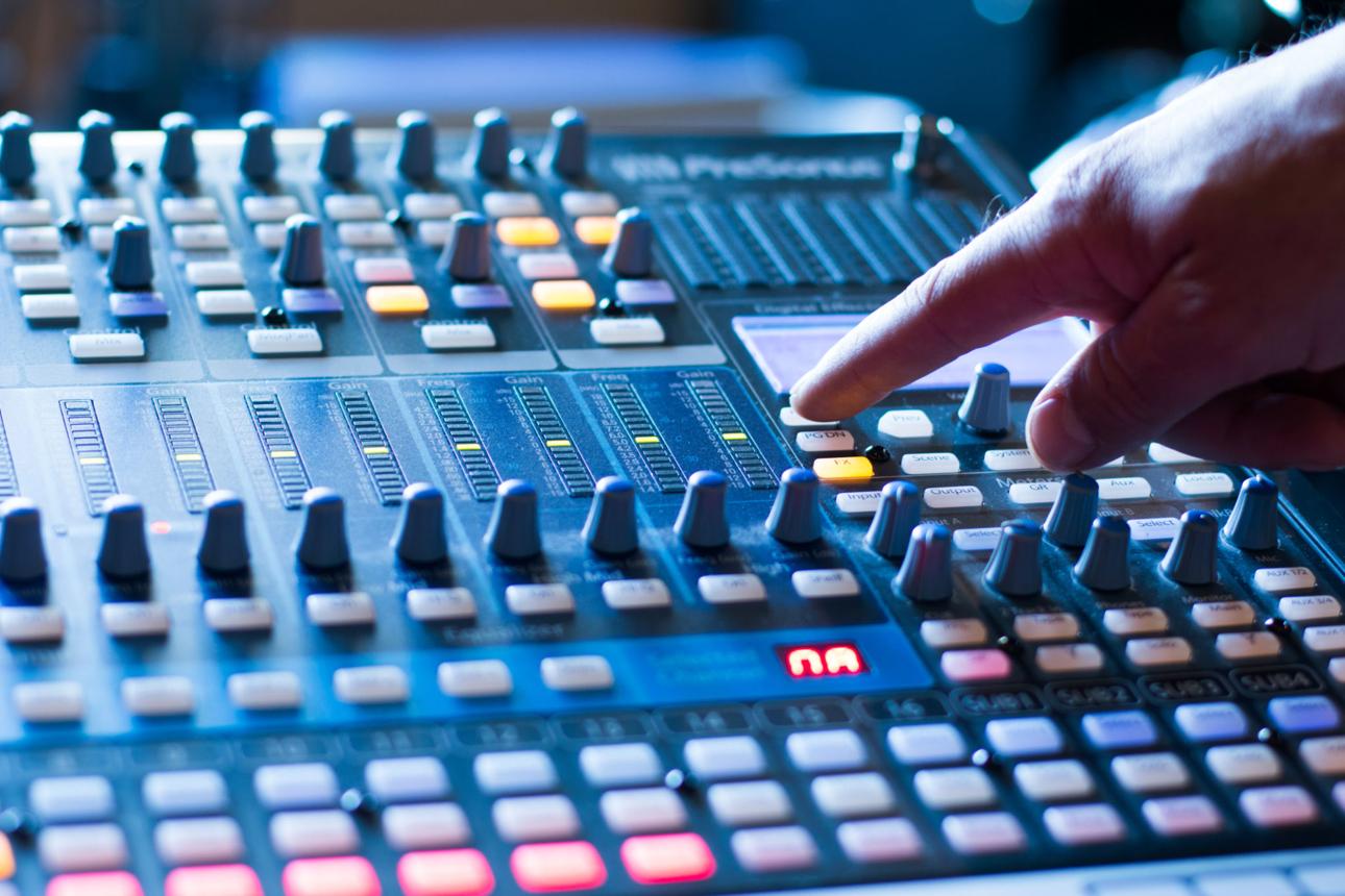 Music studio setup with audio equipment